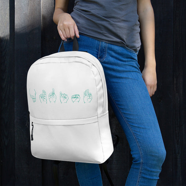 Nudist sign language backpack